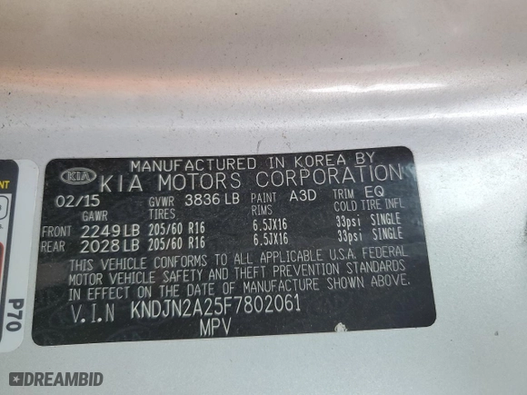 2015 Kia Soul with VIN KNDJN2A25F7802061, listed as a Copart auction lot 51162515 with 103,296 mi miles and Clean Title. Bid and sale history available at carsss.com. Image 12.