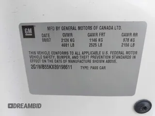 2008 Chevrolet Impala LS with VIN 2G1WB55KX89198611, listed as a IAAI auction lot 41882505 with 212,782 mi miles and . Bid and sale history available at DreamBid. Image 9.