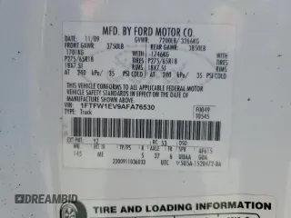 2010 Ford F-150 XL with VIN 1FTFW1EV9AFA76530, listed as a Copart auction lot 51303695 with 261,542 mi miles and Salvage Title. Bid and sale history available at DreamBid. Image 12.