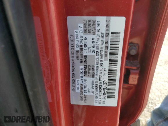 2020 Mazda CX-30 Premium with VIN 3MVDMBEM9LM132641, listed as a Copart auction lot 41534665 with 42,845 mi miles and Salvage title. Bid and sale history available at DreamBid. Image 13.