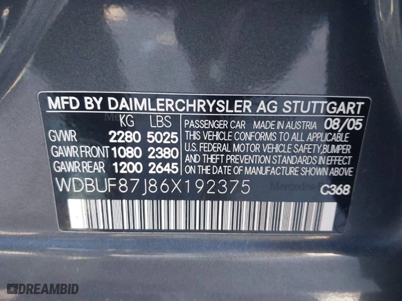 2006 Mercedes-Benz E-Class 3.5L with VIN WDBUF87J86X192375, listed as a IAAI auction lot 41886384 with 162,345 mi miles. Bid and sale history available at carsss.com. Image 9.