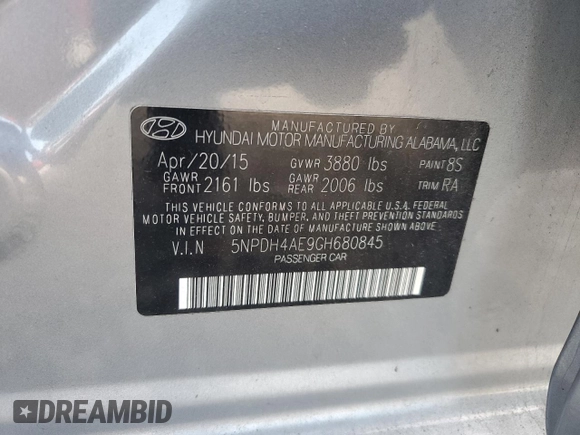 2016 Hyundai Elantra SE with VIN 5NPDH4AE9GH680845, listed as a Copart auction lot 64576225 with 164,485 mi miles and Clean title. Bid and sale history available at DreamBid. Image 12.