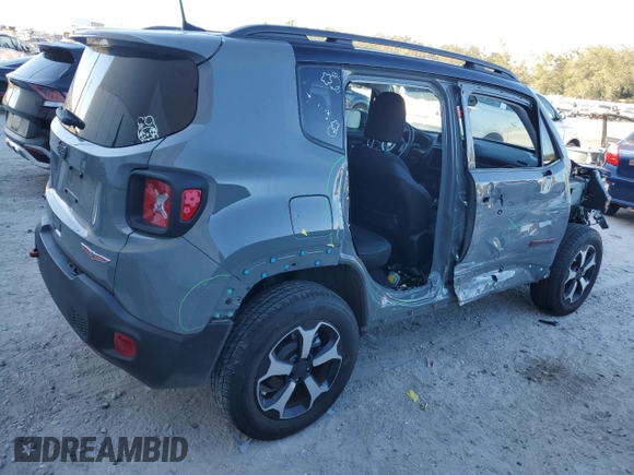 2022 Jeep Renegade Trailhawk with VIN ZACNJDC18NPN71345, listed as a Copart auction lot 87888185 with 16,288 mi miles and Salvage Title. Bid and sale history available at DreamBid. Image 3.