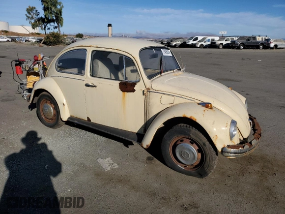 1969 Volkswagen Beetle with VIN 1190494912, listed as a Copart auction lot 75495264 with 67,827 mi miles and Salvage Title. Bid and sale history available at DreamBid. Image 4.