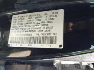 2008 Honda Accord EX with VIN 1HGCP36768A082676, listed as a IAAI auction lot 41998935 with 158,955 mi miles and . Bid and sale history available at DreamBid. Image 9.