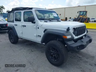 2024 Jeep Wrangler Sport S with VIN 1C4PJXDG9RW308614, listed as a IAAI auction lot 42026232 with 4,987 mi miles. Bid and sale history available at carsss.com. Image 1.