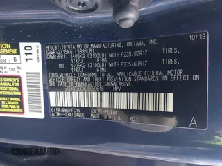 2020 Toyota Sienna LE Auto Access Seat with VIN 5TDKZ3DC4LS050616, listed as a IAAI auction lot 41412876 with 91,525 mi miles. Bid and sale history available at carsss.com. Image 9.