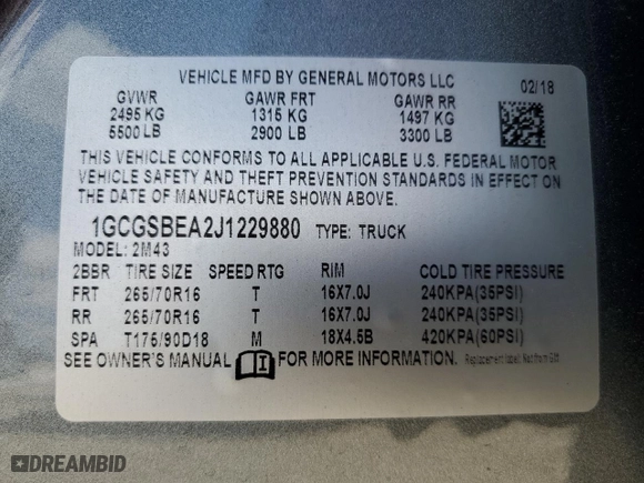 2018 Chevrolet Colorado 2WD Work Truck with VIN 1GCGSBEA2J1229880, listed as a Copart auction lot 85648944 with 94,805 mi miles and Salvage Title. Bid and sale history available at carsss.com. Image 13.