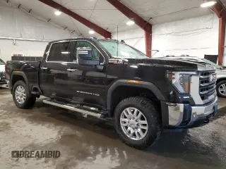 2024 GMC Sierra 2500HD SLT with VIN 1GT49NEY3RF250443, listed as a Copart auction lot 46684495 with 27,992 mi miles and Salvage title. Bid and sale history available at DreamBid. Image 4.
