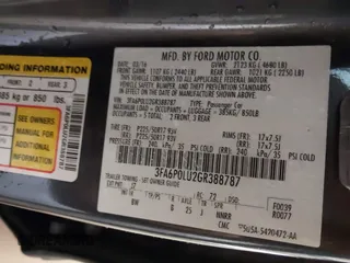 2016 Ford Fusion SE Hybrid with VIN 3FA6P0LU2GR388787, listed as a IAAI auction lot 41733661 with 86,078 mi miles and . Bid and sale history available at DreamBid. Image 9.
