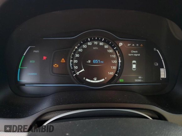 2019 Hyundai Ioniq SEL with VIN KMHC75LCXKU134128, listed as a Copart auction lot 44266015 with 59,390 mi miles and Salvage Title. Bid and sale history available at DreamBid. Image 9.
