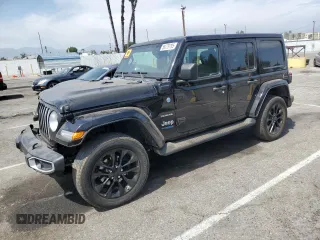 2021 Jeep Wrangler Unlimited Sahara z VIN 1C4JJXP64MW855629, wystawiony jako Copart lot #56779785 z przebiegiem Nie podano mil oraz Szkoda całkowita • Salvage title. Historia ofert i sprzedaży dostępna na DreamBid. Obrazek 1.