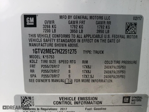 2017 GMC Sierra 1500 SLE with VIN 1GTV2MEC7HZ251275, listed as a Copart auction lot 88400895 with 70,464 mi miles and Salvage Title. Bid and sale history available at carsss.com. Image 13.