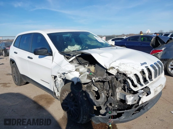 2016 Jeep Cherokee Sport with VIN 1C4PJLAS4GW329417, listed as a IAAI auction lot 41355231 with 151,680 mi miles. Bid and sale history available at carsss.com. Image 1.