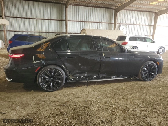 2024 BMW i7 eDrive50 with VIN WBY43EJ08RCS36524, listed as a Copart auction lot 68248234 with 46 mi miles and Salvage Title. Bid and sale history available at carsss.com. Image 3.