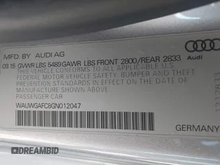 2016 Audi A7 3.0 Premium Plus with VIN WAUWGAFC8GN012047, listed as a IAAI auction lot 41012423 with 77,778 mi miles. Bid and sale history available at carsss.com. Image 9.