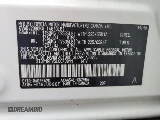 2020 Toyota RAV4 XLE with VIN 2T3P1RFV5LC070811, listed as a Copart auction lot 52326875 with 49,333 mi miles and Salvage Title. Bid and sale history available at carsss.com. Image 13.