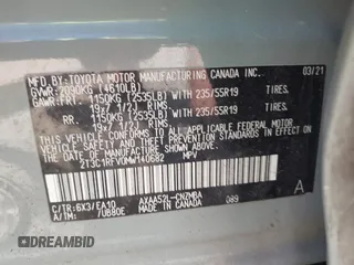 2021 Toyota RAV4 XLE Premium with VIN 2T3C1RFV0MW140682, listed as a IAAI auction lot 42315813 with 98,267 mi miles and . Bid and sale history available at DreamBid. Image 9.