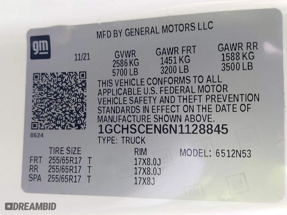 2022 Chevrolet Colorado 2WD LT with VIN 1GCHSCEN6N1128845, listed as a IAAI auction lot 41872025 with 29,811 mi miles. Bid and sale history available at carsss.com. Image 9.