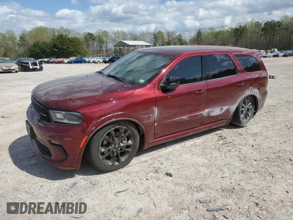 2021 Dodge Durango GT with VIN 1C4RDJDGXMC557625, listed as a Copart auction lot 51322735 with 52,518 mi miles and Salvage title. Bid and sale history available at DreamBid. Image 1.