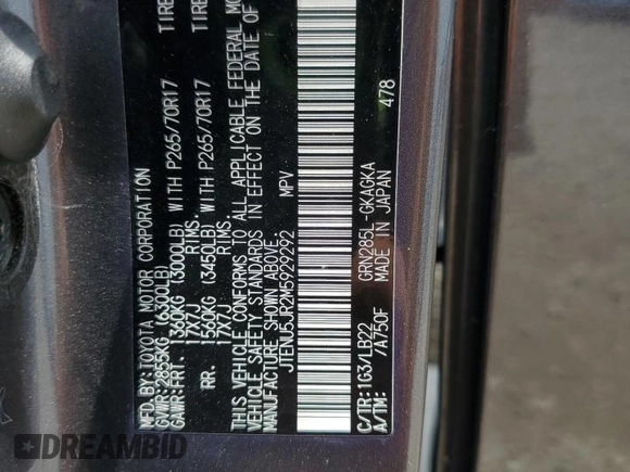 2021 Toyota 4Runner SR5 Premium with VIN JTENU5JR2M5929292, listed as a Copart auction lot 60743695 with 50,725 mi miles and Salvage title. Bid and sale history available at DreamBid. Image 14.