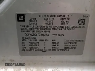 2014 Chevrolet Silverado 1500 LTZ with VIN 1GCVKSECXEZ315664, listed as a Copart auction lot 50441155 with 128,745 mi miles and Clean Title. Bid and sale history available at DreamBid. Image 12.