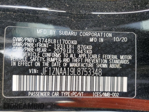 2020 Toyota 86 with VIN JF1ZNAA19L8753348, listed as a Copart auction lot 73401564 with 46,929 mi miles and Salvage Title. Bid and sale history available at carsss.com. Image 12.
