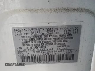 2019 Nissan Sentra SV with VIN 3N1AB7AP5KY441394, listed as a Copart auction lot 47825435 with 64,052 mi miles and Salvage Title. Bid and sale history available at DreamBid. Image 14.