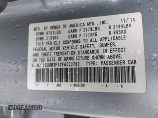 2015 Acura TLX Technology with VIN 19UUB3F52FA003762, listed as a IAAI auction lot 41530885 with 136,606 mi miles and . Bid and sale history available at DreamBid. Image 9.