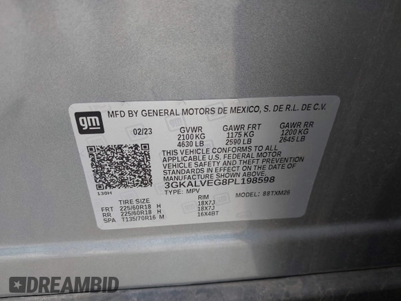 2023 GMC Terrain SLT с VIN 3GKALVEG8PL198598, выставлен на аукционе IAAI как лот 42588205 с пробегом 48 823 миль миль и . История ставок и продаж доступна на DreamBid. Изображение 9.