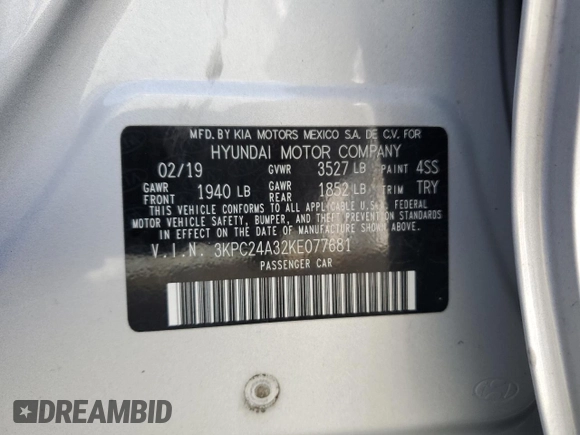 2019 Hyundai Accent SE with VIN 3KPC24A32KE077681, listed as a Copart auction lot 80588843 with 74,222 mi miles. Bid and sale history available at carsss.com. Image 12.