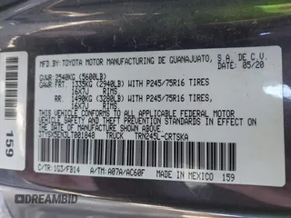 2020 Toyota Tacoma SR with VIN 3TYSX5EN3LT001848, listed as a IAAI auction lot 41650954 with 69,907 mi miles and . Bid and sale history available at DreamBid. Image 9.
