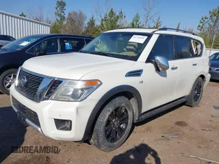 2017 Nissan Armada SV with VIN JN8AY2NC3H9512083, listed as a IAAI auction lot 41734151 with 1 mi miles. Bid and sale history available at carsss.com. Image 2.