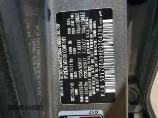 2011 Hyundai Santa Fe GLS z VIN 5XYZGDAB8BG004286, wystawiony jako Copart lot #59629975 z przebiegiem 159 622 mil mil oraz Szkoda całkowita • Salvage title. Historia ofert i sprzedaży dostępna na DreamBid. Obrazek 13.
