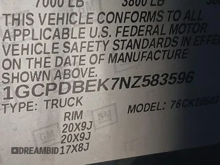 2022 Chevrolet Silverado 1500 Custom with VIN 1GCPDBEK7NZ583596, listed as a IAAI auction lot 41381334 with 37,505 mi miles. Bid and sale history available at carsss.com. Image 9.