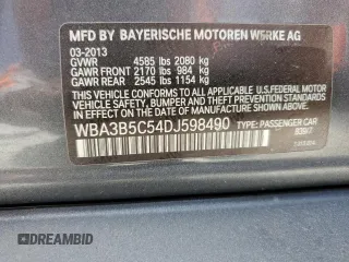 2013 BMW 3 Series 328i xDrive with VIN WBA3B5C54DJ598490, listed as a Copart auction lot 57946845 with 114,724 mi miles and Clean title. Bid and sale history available at DreamBid. Image 12.
