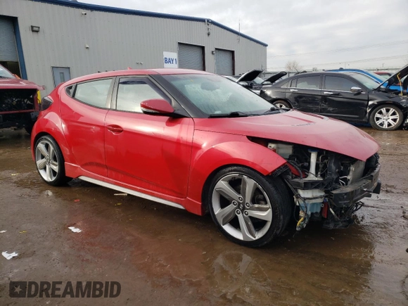 2014 Hyundai Veloster Turbo with VIN KMHTC6AE0EU201149, listed as a Copart auction lot 42345705 with 94,610 mi miles and Salvage Title. Bid and sale history available at carsss.com. Image 4.