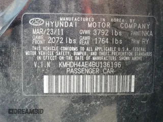 2011 Hyundai Elantra GLS с VIN KMHDH4AE4BU136196, выставлен на аукционе Copart как лот 60172635 с пробегом 222 013 миль миль и Чистый • Clean title. История ставок и продаж доступна на DreamBid. Изображение 12.
