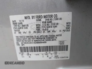 2013 Ford Edge Limited с VIN 2FMDK3KC5DBB59455, выставлен на аукционе IAAI как лот 42311857 с пробегом 107 110 миль миль и . История ставок и продаж доступна на DreamBid. Изображение 9.