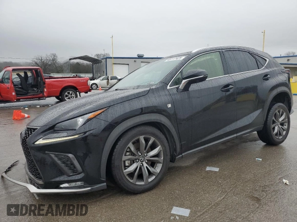 2021 Lexus NX 300 F Sport with VIN JTJSARBZXM2200591, listed as a Copart auction lot 45117425 with 65,373 mi miles and Salvage title. Bid and sale history available at DreamBid. Image 1.