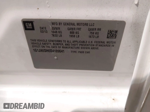 2013 Chevrolet Sonic LS z VIN 1G1JA6SH6D4189641, wystawiony jako IAAI lot #41656015 z przebiegiem 197 027 mil mil oraz . Historia ofert i sprzedaży dostępna na DreamBid. Obrazek 9.