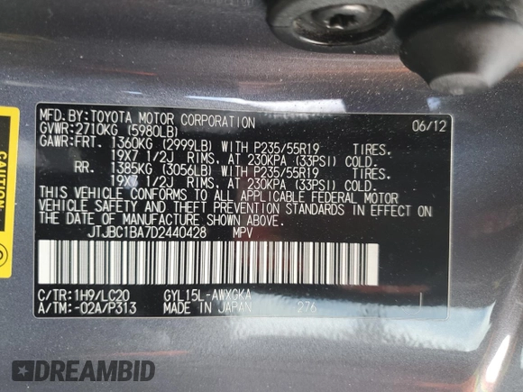 2013 Lexus RX 450h with VIN JTJBC1BA7D2440428, listed as a Copart auction lot 48404205 with 145,474 mi miles and Salvage Title. Bid and sale history available at DreamBid. Image 15.