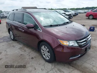 2014 Honda Odyssey EX-L with VIN 5FNRL5H6XEB085863, listed as a IAAI auction lot 42357727 with 99,208 mi miles and . Bid and sale history available at DreamBid. Image 1.