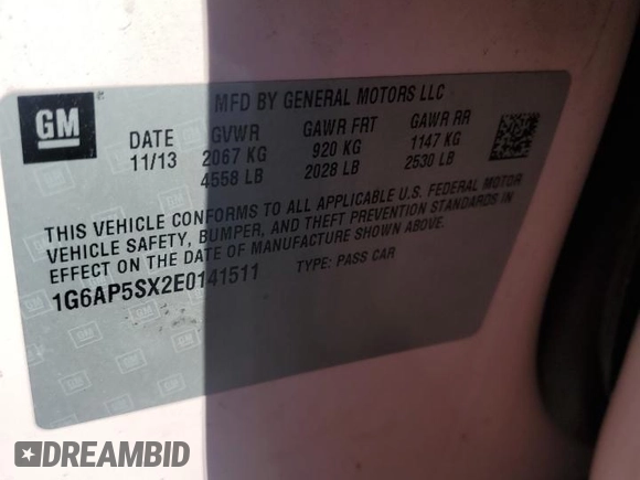 2014 Cadillac CTS Sedan RWD with VIN 1G6AP5SX2E0141511, listed as a Copart auction lot 85970664 with 157,412 mi miles and Salvage Title. Bid and sale history available at carsss.com. Image 12.