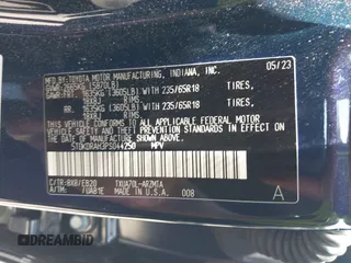 2023 Toyota Highlander L with VIN 5TDKDRAH3PS044250, listed as a IAAI auction lot 42322881 with 50,454 mi miles and . Bid and sale history available at DreamBid. Image 9.