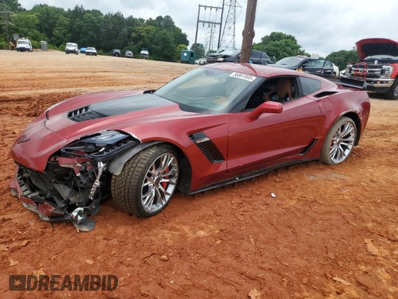 2015 Chevrolet Corvette Z06 3LZ with VIN 1G1YU2D63F5603319, listed as a Copart auction lot 58867005 with 25,385 mi miles and Salvage title. Bid and sale history available at DreamBid. Image 1.