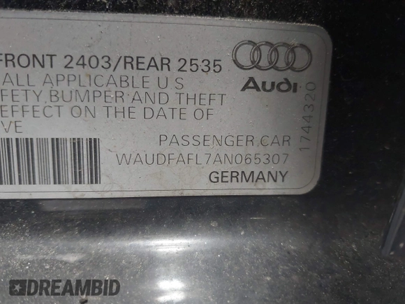 2010 Audi A4 Premium с VIN WAUDFAFL7AN065307, выставлен на аукционе IAAI как лот 42137403 с пробегом 160 407 миль миль и . История ставок и продаж доступна на DreamBid. Изображение 9.