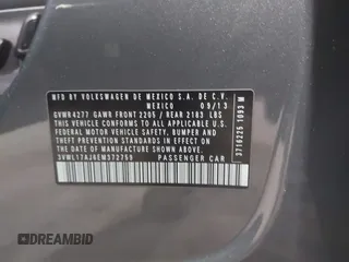 2014 Volkswagen Jetta SEL с VIN 3VWL17AJ6EM372759, выставлен на аукционе IAAI как лот 42305046 с пробегом 99 645 миль миль и . История ставок и продаж доступна на DreamBid. Изображение 9.