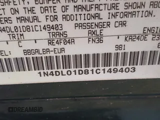 2001 Nissan Altima GXE with VIN 1N4DL01D81C149403, listed as a IAAI auction lot 41619291 with 317,984 mi miles. Bid and sale history available at carsss.com. Image 9.