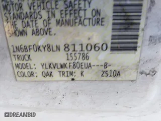 2020 Nissan NV Cargo S with VIN 1N6BF0KY8LN811060, listed as a IAAI auction lot 41333310 with 66,436 mi miles. Bid and sale history available at carsss.com. Image 9.